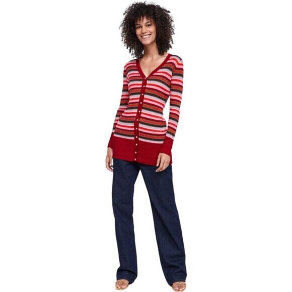 Zara Cardigan Striped Shimmery Thread Knit Special Edition Size Small - Picture 2 of 13